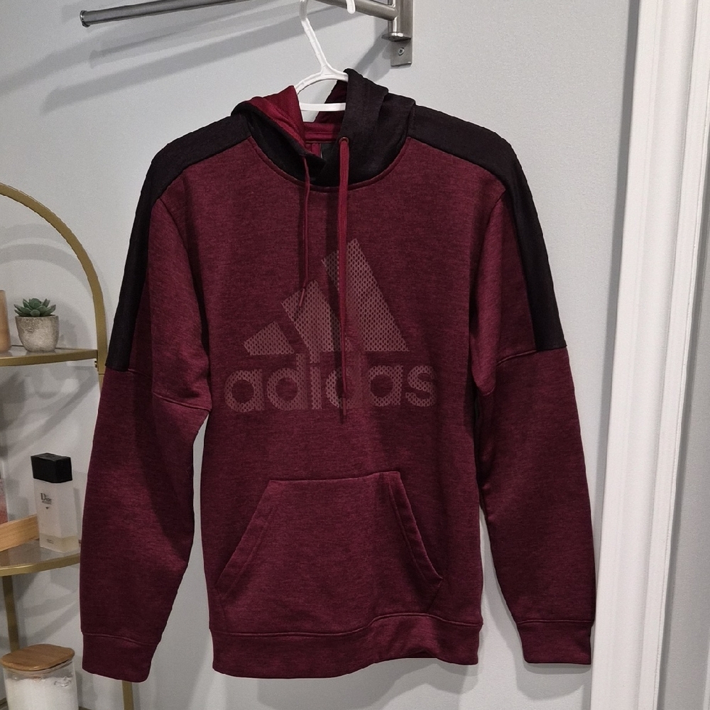 Adidas Women's Maroon and Black Hoodie